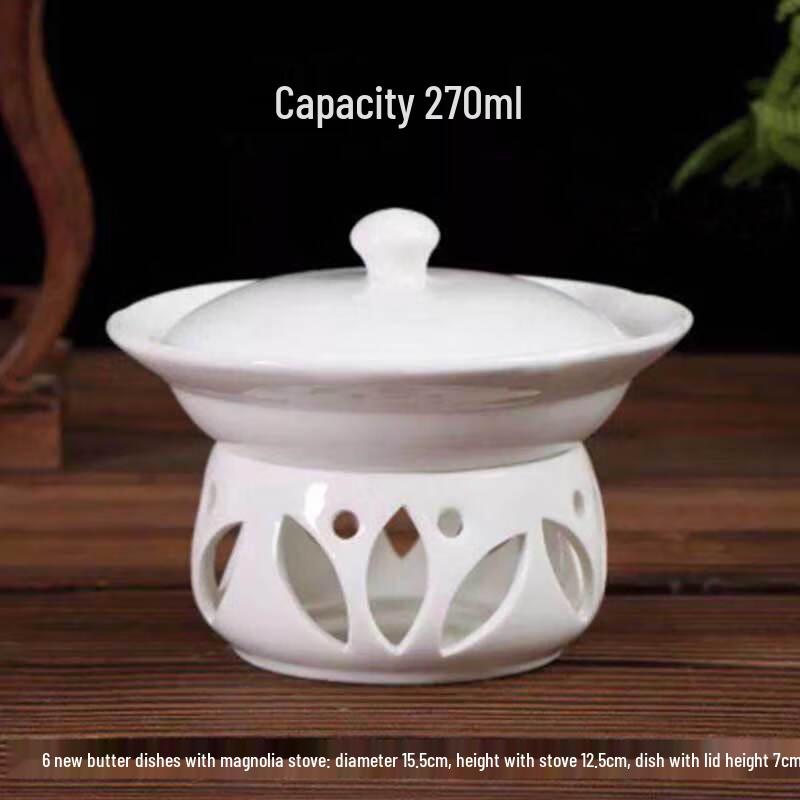 Ceramic Insulated Stew Pot with Warming Stove Set 7-inch, 270ML capacity