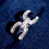Huitan Dazzling Cross Shaped Opening Rings Women Inlaid Brilliant Cubic Zirconia Luxury Trendy Wedding Bands Party  New