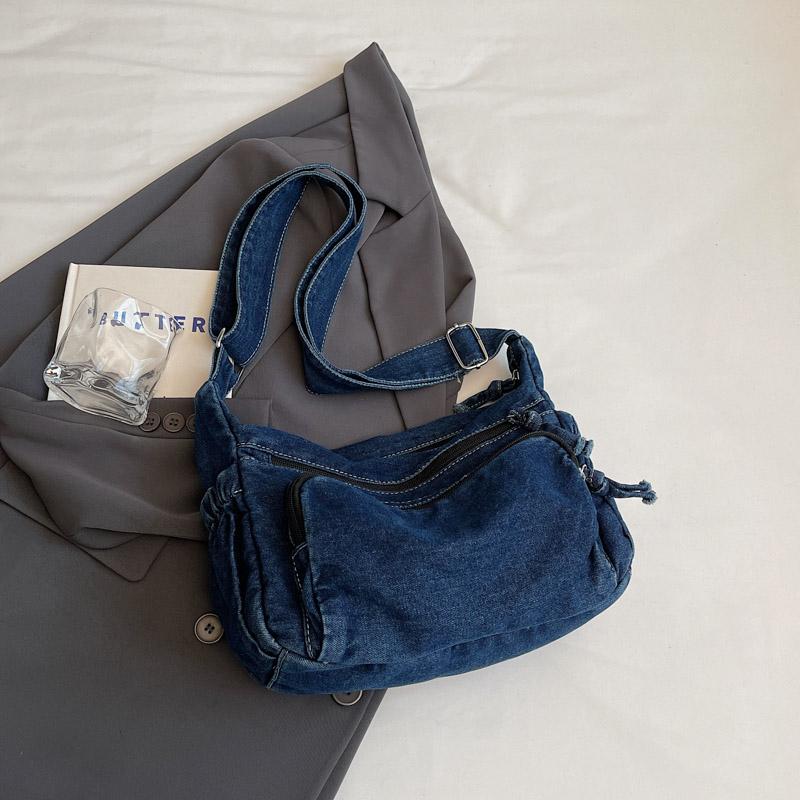 Denim Bag Multi-Layer Crossbody Bag Women Commuter Shoulder Bag Messenger Bag