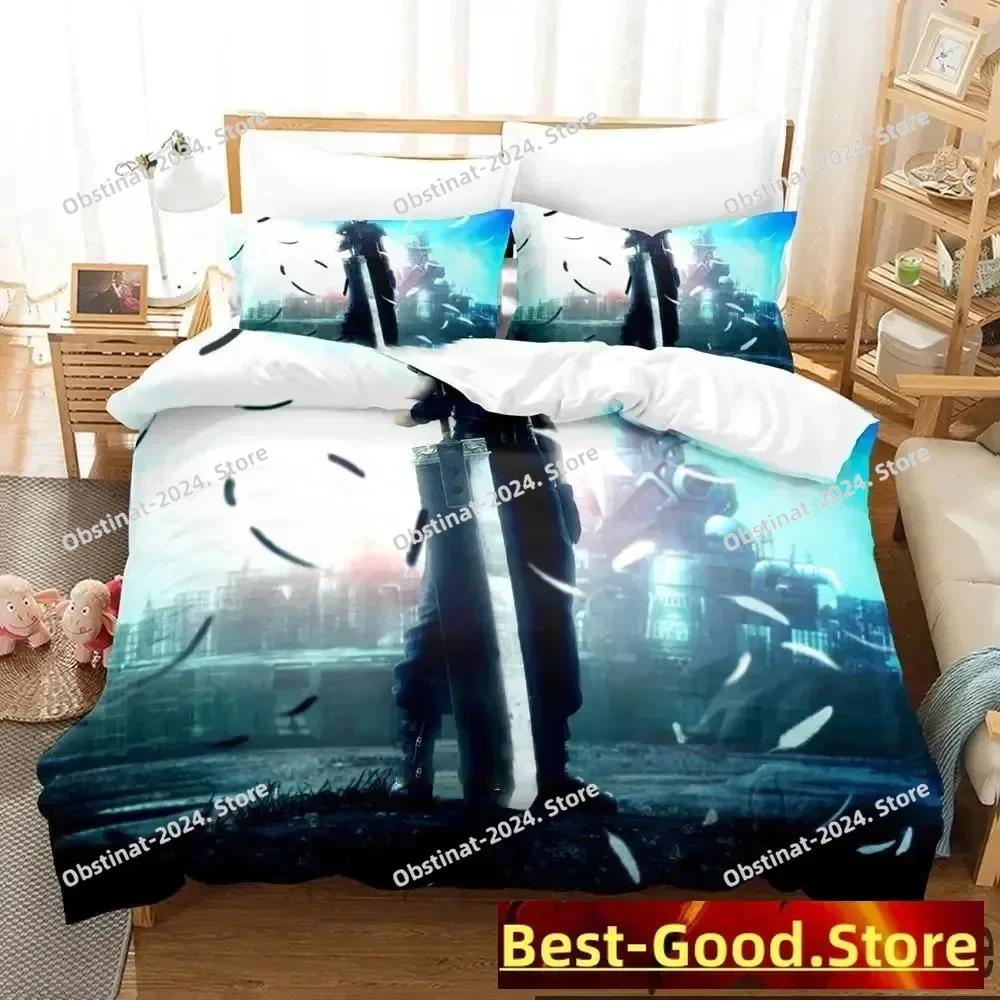 3D-Druck Spiel Crisis Core Final Fantasy VII Bettwäsche-Set Bettbezug Kissenbezug Bettwäsche-Set Leinenlaken Deckenbezug Queen King Size