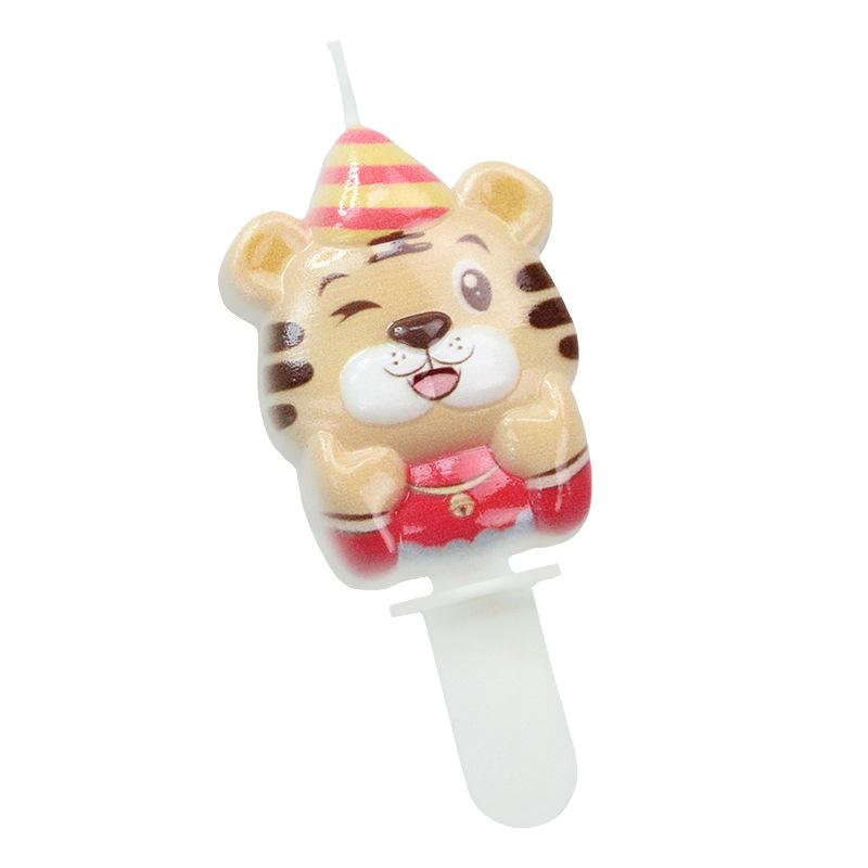 New Product Little Tiger Birthday Candle Cartoon Zodiac Sign Tiger Baby Birthday Party Animal Cake Decoration Ornament