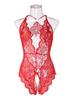 Sexy Crotchless Blue Lingerie Women Lace Hollow Bodysuit Erotic Pajamas Teddy Babydoll Dress Deep V Open Bra Porn Underwear Set