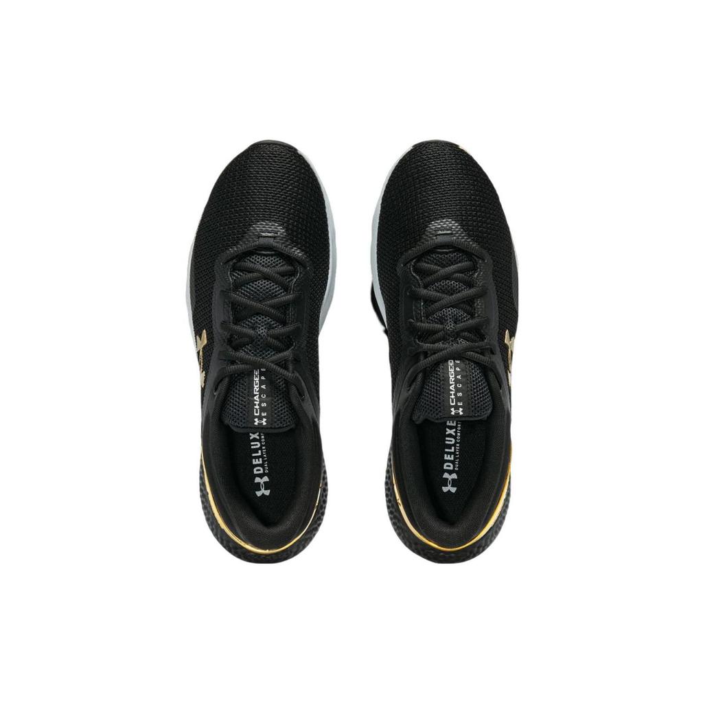 Under Armour Charged Escape 4 Breathable Versatile Fabric Low-Top Casual Running Shoes Men Sneaker Black Gold 3026825-001