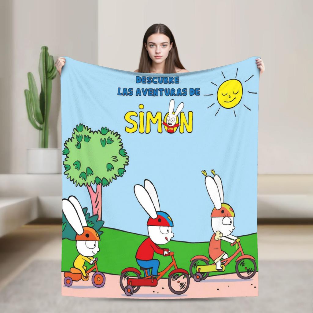 Couverture Polaire Simon Super Lapin Couverture Laine Légère Fine pour Chambre à Coucher Pièce de Tapis