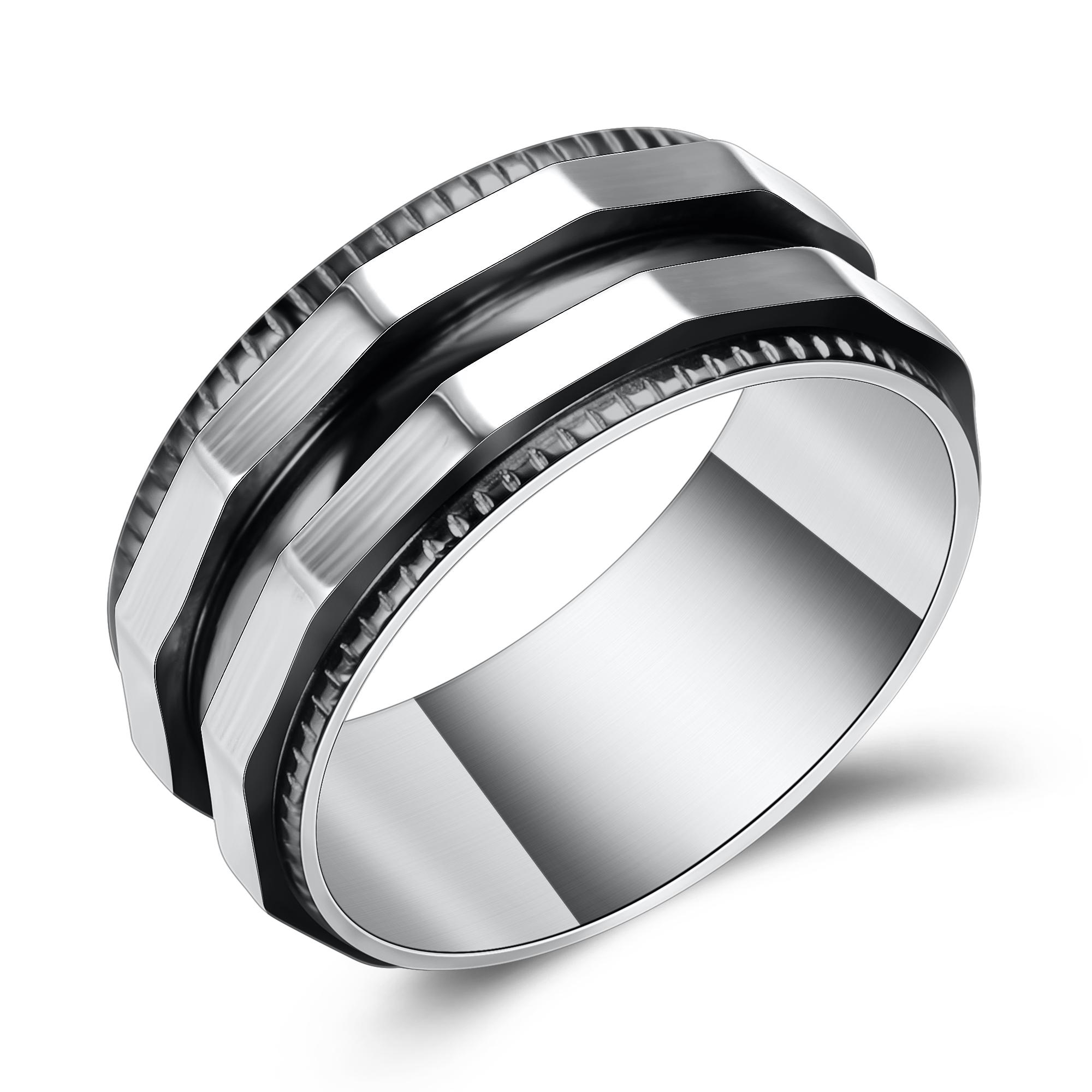 

Custom Irregular 8mm Spiked Edge Stainless Steel Titanium Ring 12 чорний