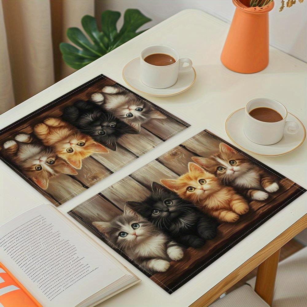 Washable Placemats for Kitchen Dining Table Decoration  Table Mats Cats Printed Placemats