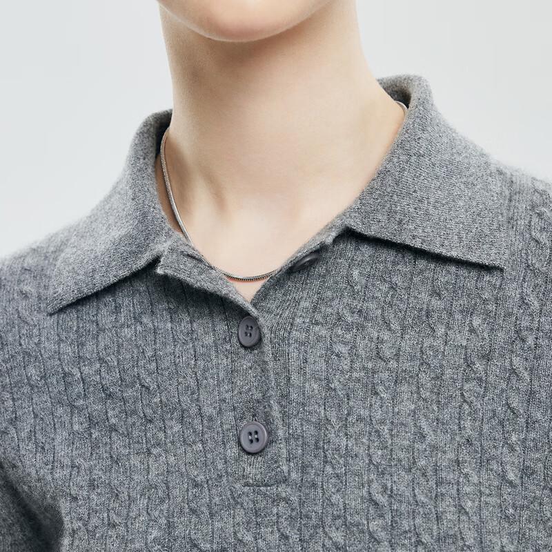 PALUOPO Women's Cashmere Lapel Cable Knit Sweater