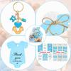 6/20Pcs Baby Foot Keychains Metal Keychain Set with Wrapping Sticker Drawstring Bag and Thank You Label For Baby Showers