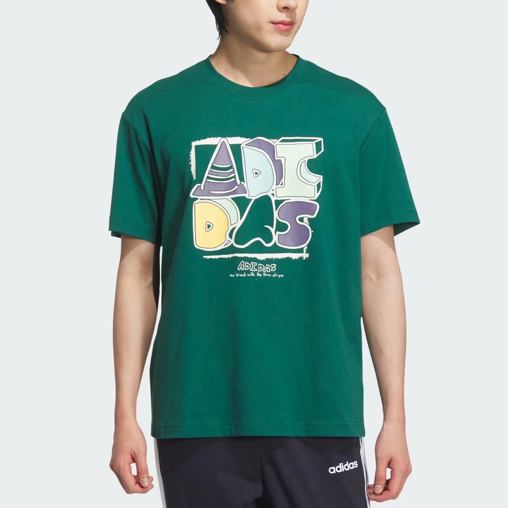 Adidas SS25 Value Range Gfx Fashion Simple Round Neck Short Sleeve T-Shirt Men Tops University-Green KB2830