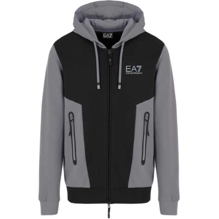 

Emporio Armani EA7 FW24 Logo Letter Zipper Pocket Hooded Long Sleeve Sweatshirt Men sweatshirt Black 6DPM34-PJVTZ-1200 L