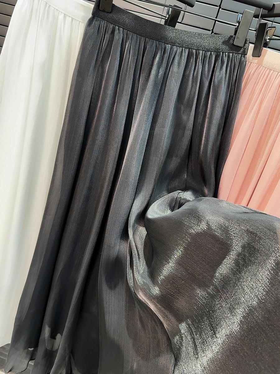 Элегантная прозрачная сетчатая юбка-миди А-силуэта с высокой талией - Легкая летняя шифоновая One Size