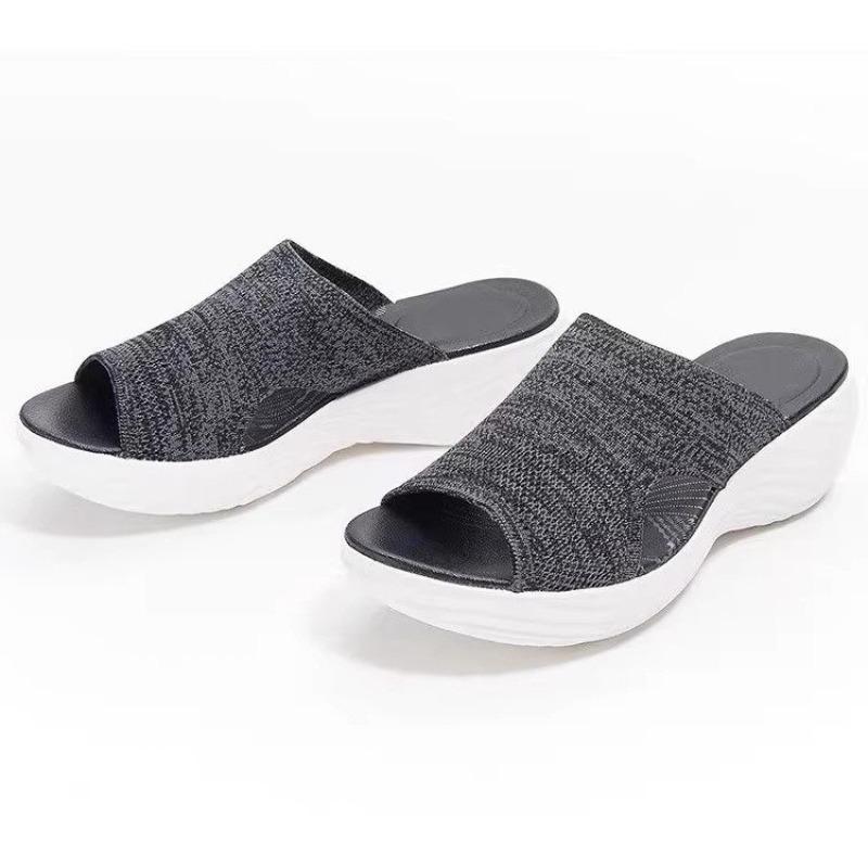Fashion Women Slippers Elastic Shoes 2025 New Summer Women Slippers Lightweight Slip on Heeled Sandals Female Slides Women Flats Sandals