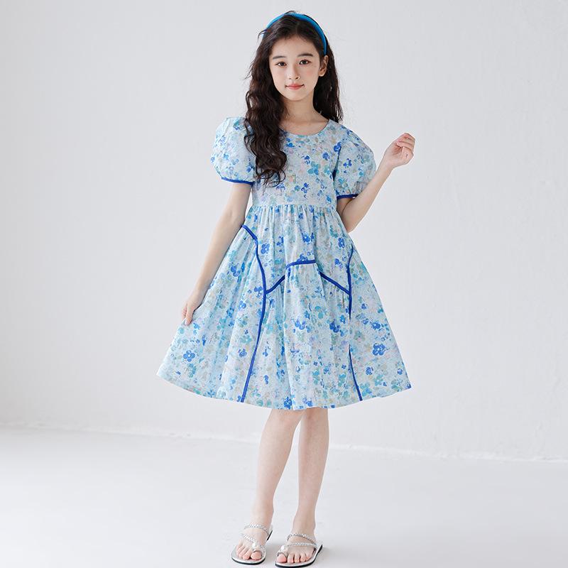2025 Summer Mother-Daughter Floral Smocked Princess Dress - Korean Style Beach Outfit for Girls