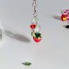 Lovely Handmade Strawberry Bead Keychain Colorful Beaded Keychains Phone Lanyard Fashionable Jewelry for Backpack