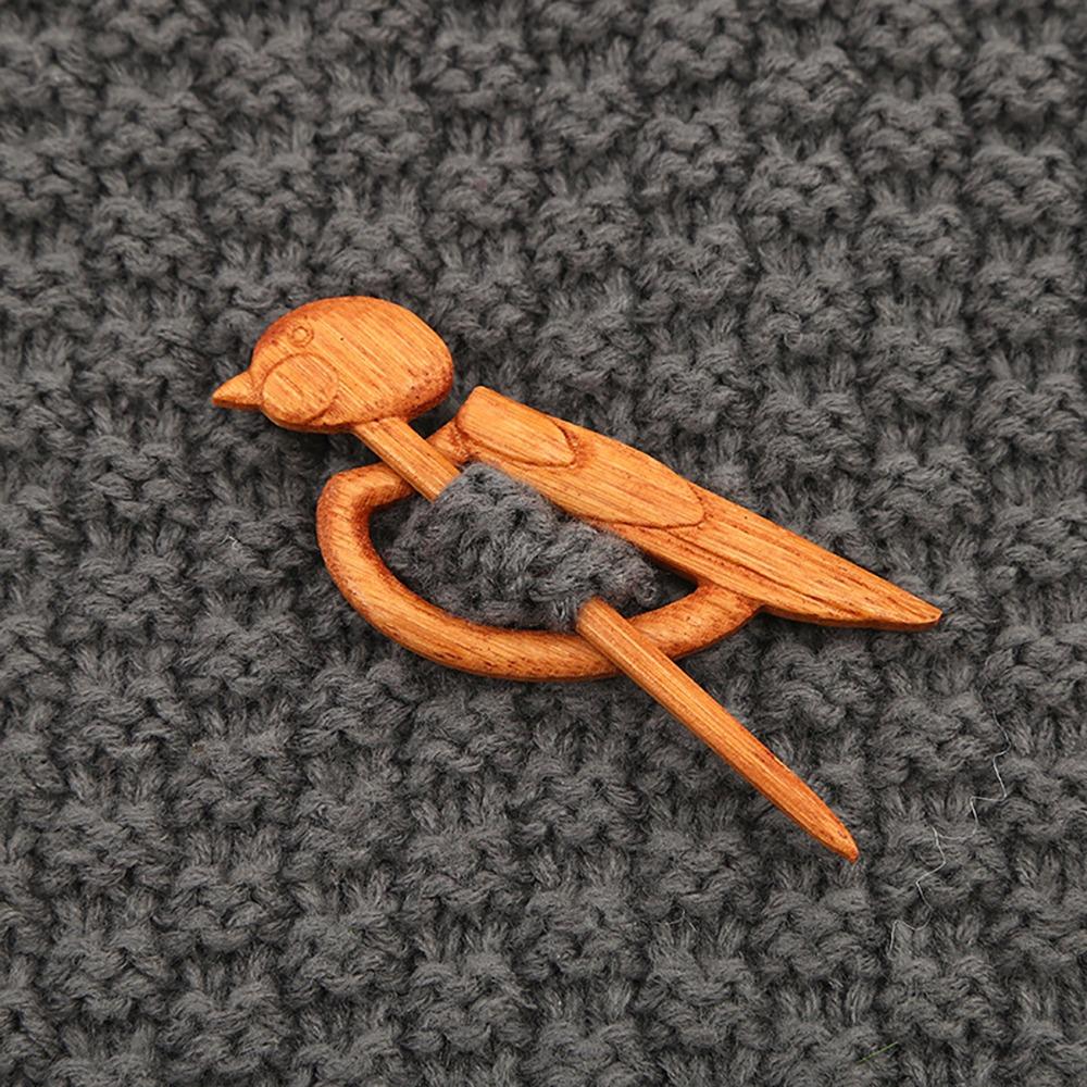 Umbrella Dancing Piggy Wooden Brooch Bunny Kitty Scarf Buckle Cute Animal Sweater Pin  Sweater
