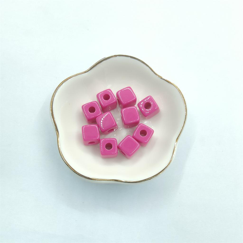 10mm 10pcs Square Shape Acrylic Candy Color Spacer Beads For Jewelry Making Beaded Materials Jewelry Accessory