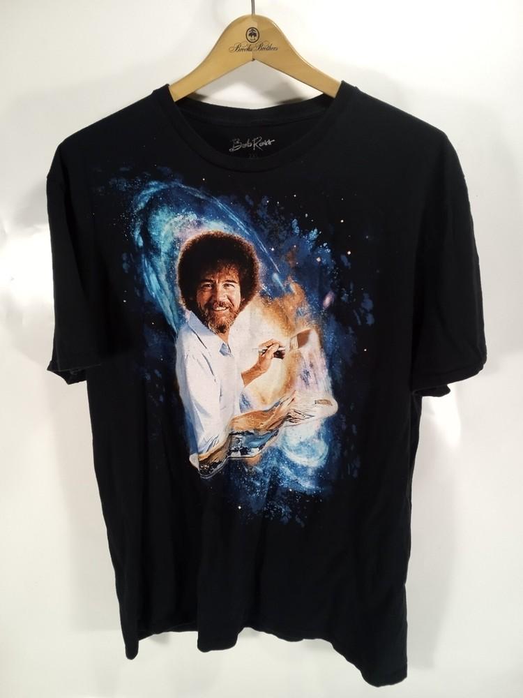 Bob Ross Galaxy Painting T-shirt Black Men 2XL Crew Neck Short Sleeve Tee XXXL