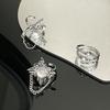 Vintage Irregular Zircon Open Ring for Women Men Punk Gothic Sliver Color Crystal Adjustable Couple Rings Y2K Egirl Zircon Gifts