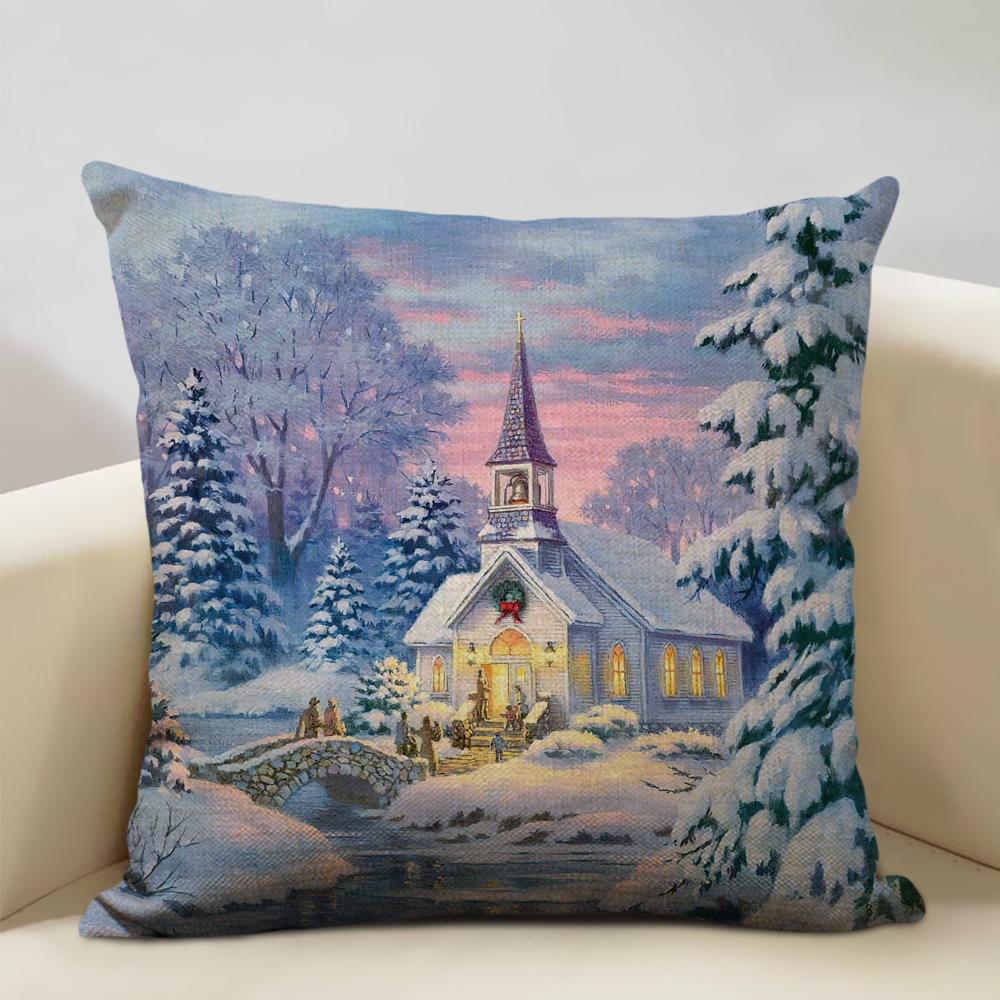Christmas Decorative Cushion Cover Santa Claus Snowman Pillow Case 45x45cm Pillowcase Happy New Year Home Decor