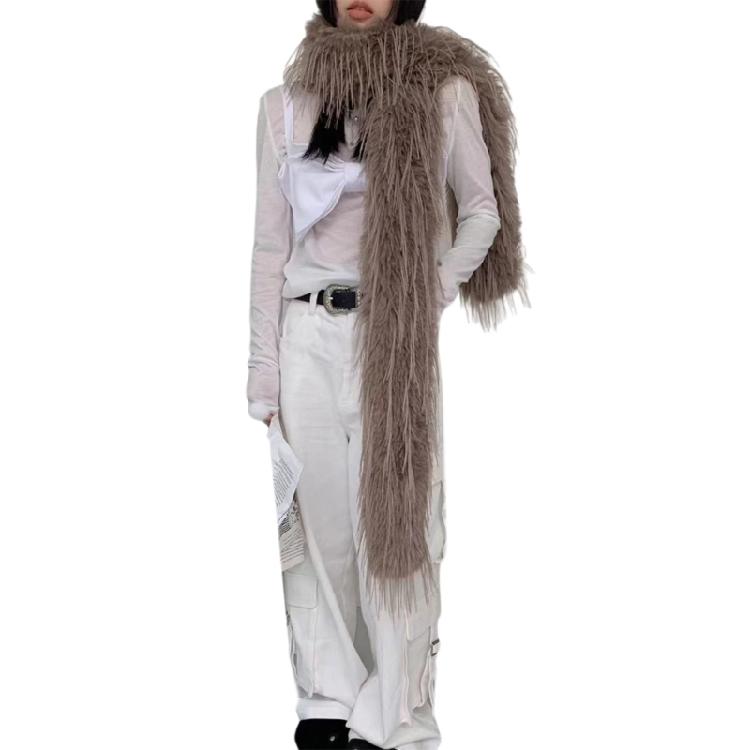 Long Plush Scarf Furry Neck Wrap Adult Girl Decorative Scarf Formal Dress Collar