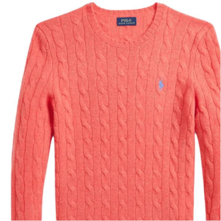 Polo Ralph Lauren FW24 Solid Color Crew Neck Cable Knit Small Pony Embroidered Slim Fit Long Sleeve Sweater Women Sweater Rose-Red WMPOSWENC021014-999