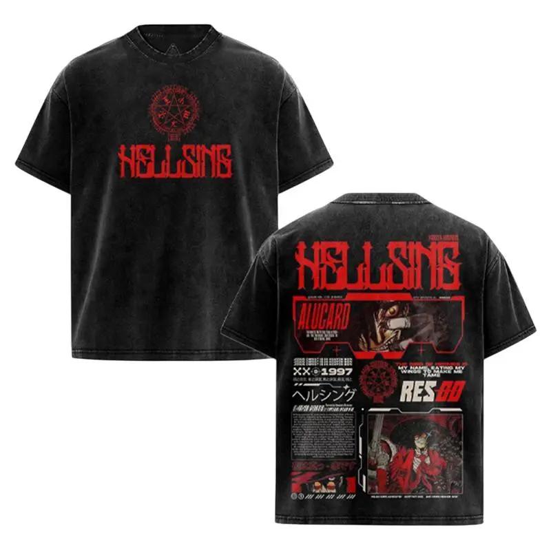 

Alucard Printed Tee Anime Hellsing Clothing Men Women Retro Washed T-shirts Short Sleeve Tshirt Harajuku Male Cotton T Shirt XXL