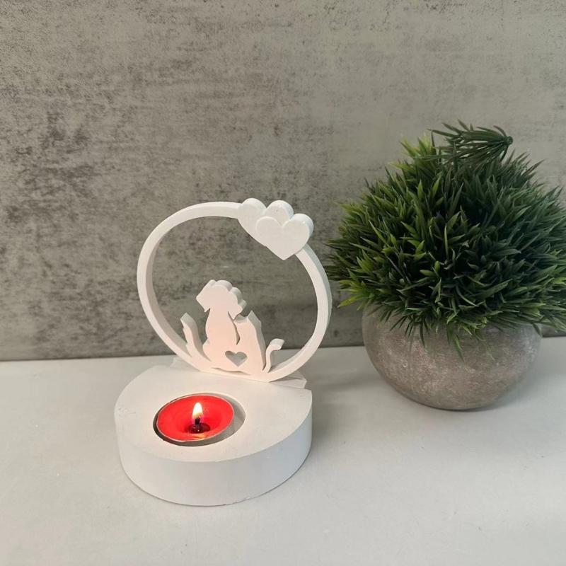 Cats Dogs Wreath Silicones Molds for Epoxy Resin, Tealight Holder Silicone Molds for Candle Holder Tealight Holder Stand