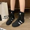 Mode Hoge Top Korte Laarzen Boksschoenen voor Dames 2025 Lente Herfst Ronde Neus Vetersneakers Zapatos De Mujer