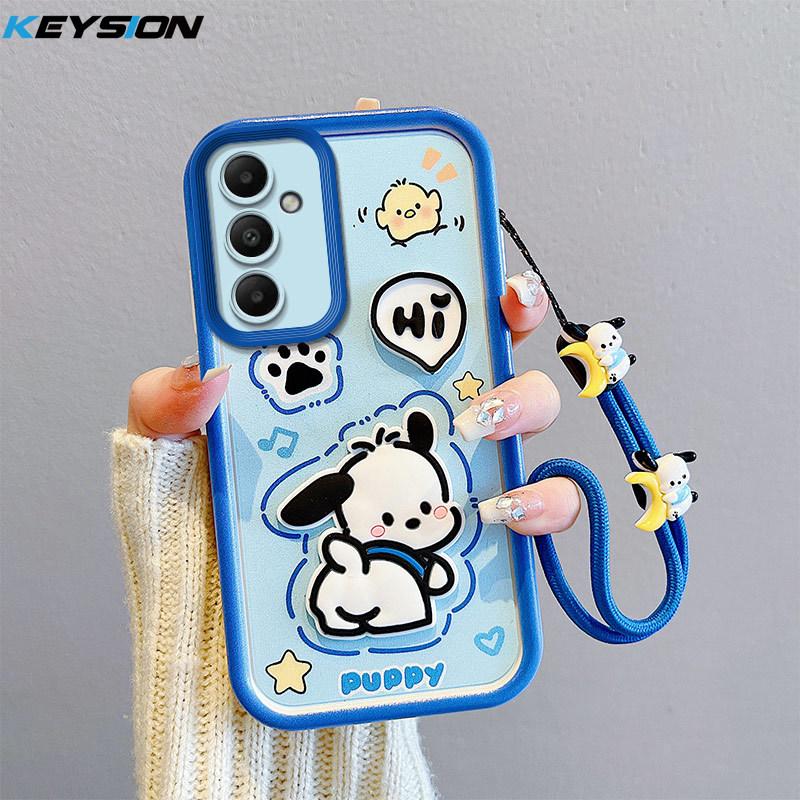 KEYSION Shockproof Case for Samsung S25 FE 5G with Lanyard Soft Silicone Cute 3D Cartoon Doll Phone Back Cover for Galaxy S25 FE