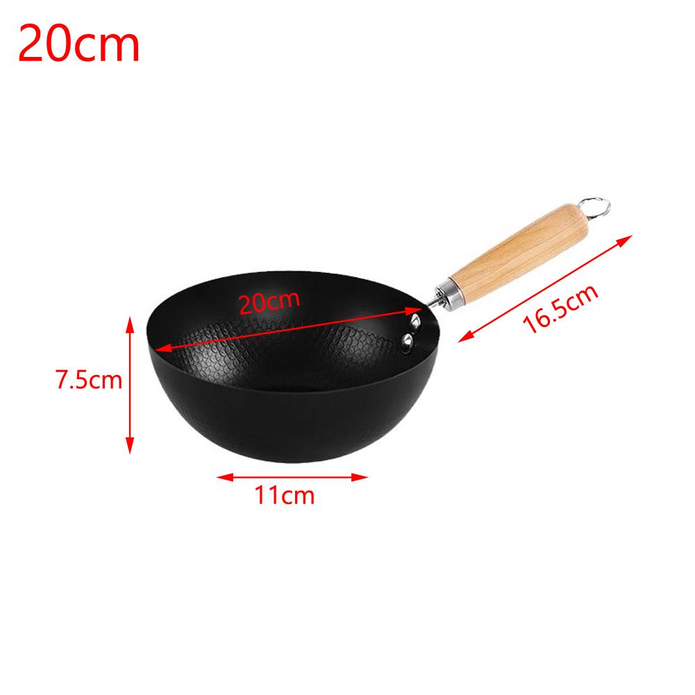 Cast Iron Wok for Single Serving - Compatible with Induction Cooker Gas Stove Electric Ceramic Hob - 20 7.5 17cm To 28 8.7 17cm