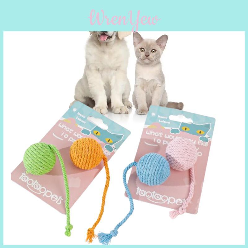 Pet Cotton Rope Toy With Colorful Tail Ball For Cats And Dental Chewing
