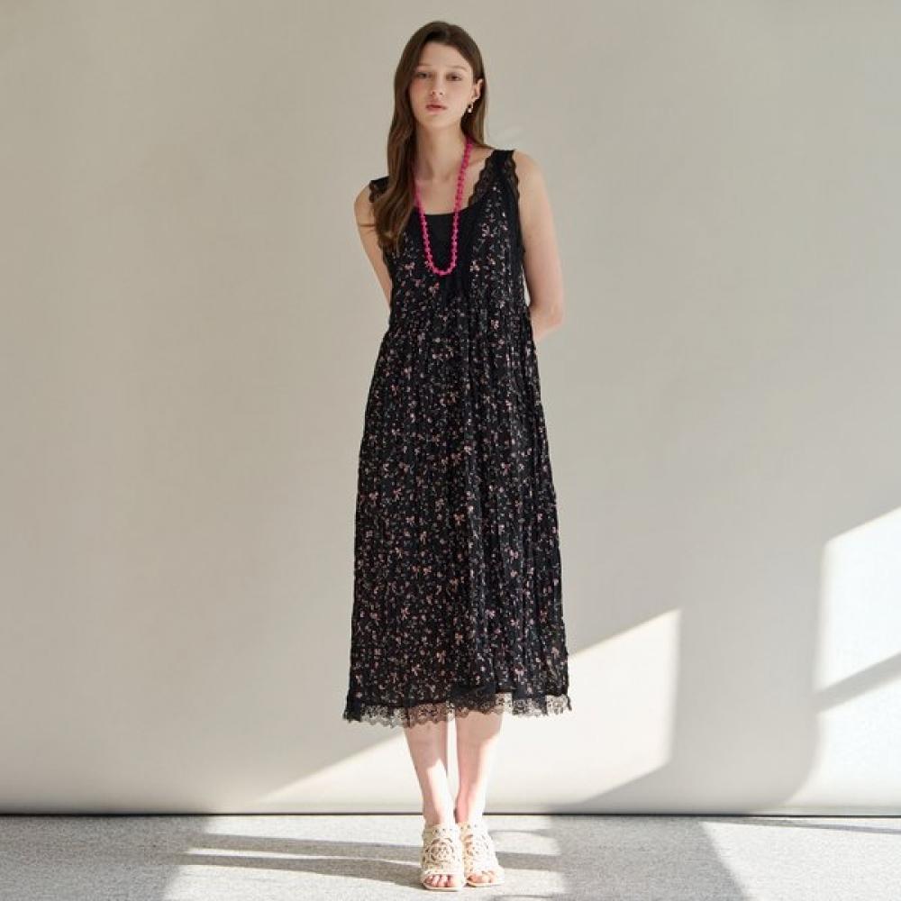 Maxza Lace Trimmed Ribbon Flower Sleeveless Dress Zf06qp004na Pink/FREE