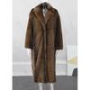 Womens Faux Fur Coat Loose Fit Long Length Stand Collar Warm Winter Outerwear Solid Color