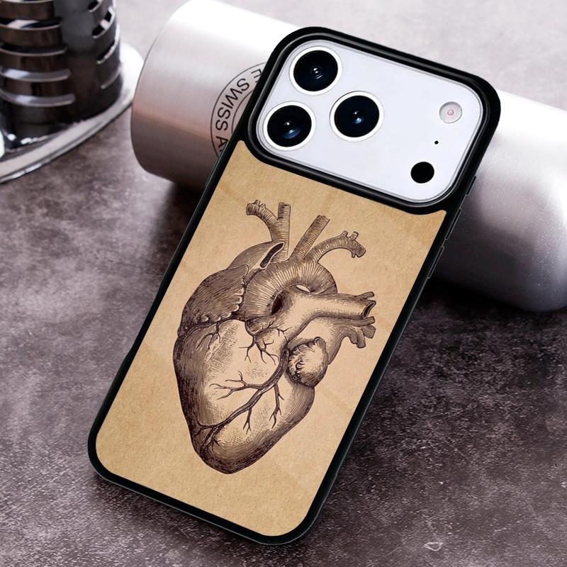 Human Heart Anatomy Phone Case for iPhone 17 16 15 Pro Max Air 14 13 12 11 Plus Shockproof Cover