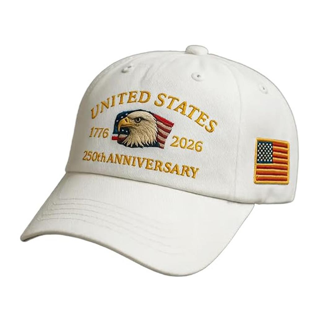US 250th Anniversary Soft Embroidery Peak Cap Breathable Retro Printed Baseball Hat for Activities Hiking Camping Picnic