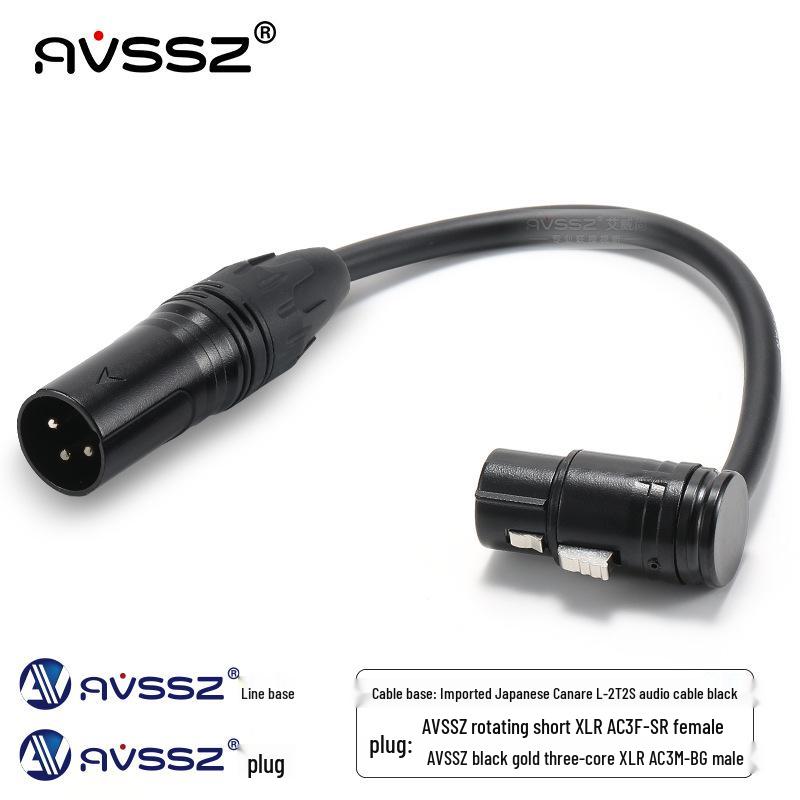 AVSSZ FX3 Gold-Plated XLR L-Shaped Microphone Cable, Short Male to Female Audio Connector