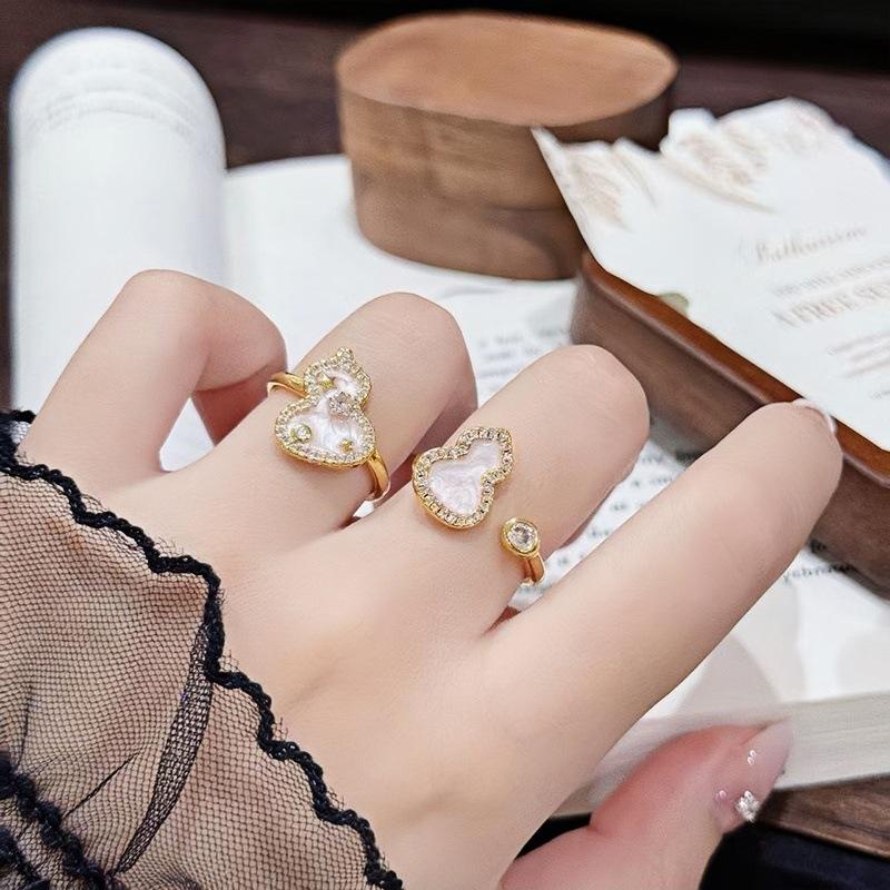 Fee Hepburn Stil Einzigartiger Ausländischer Stil Emaille Kürbis Offener Ring Zeigefinger Ring Nische Hohes Gefühl Mittelalterlicher Ring Mädchen