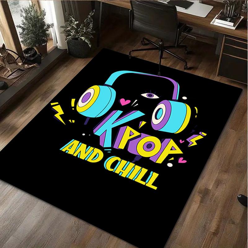 1Pc K Pop Print Rug - Home Decoration Carpet For Living Room Bedroom Flooring Computer Chair Area Rug