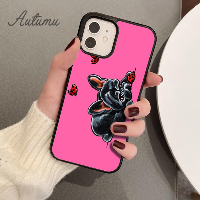 French Bulldog Cute Cartoon Phone Case for iPhone 11 12 13 14 Pro Max Mini X XR XS SE 2020 6S 7 8 Plus Samsung S21 S22 Shell