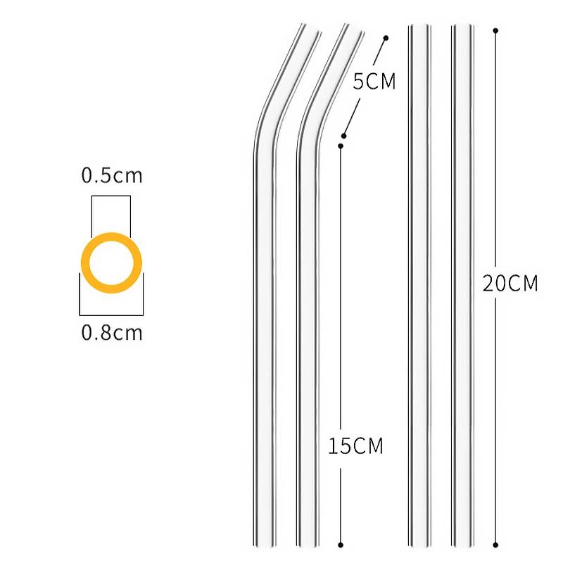 8 шт. Соломинки з високоборосилікатного скла Прямі Багаторазові Пивні соломинки Боба Бабл Молоко Смузі Фруктові Коктейлі Барні аксесуари