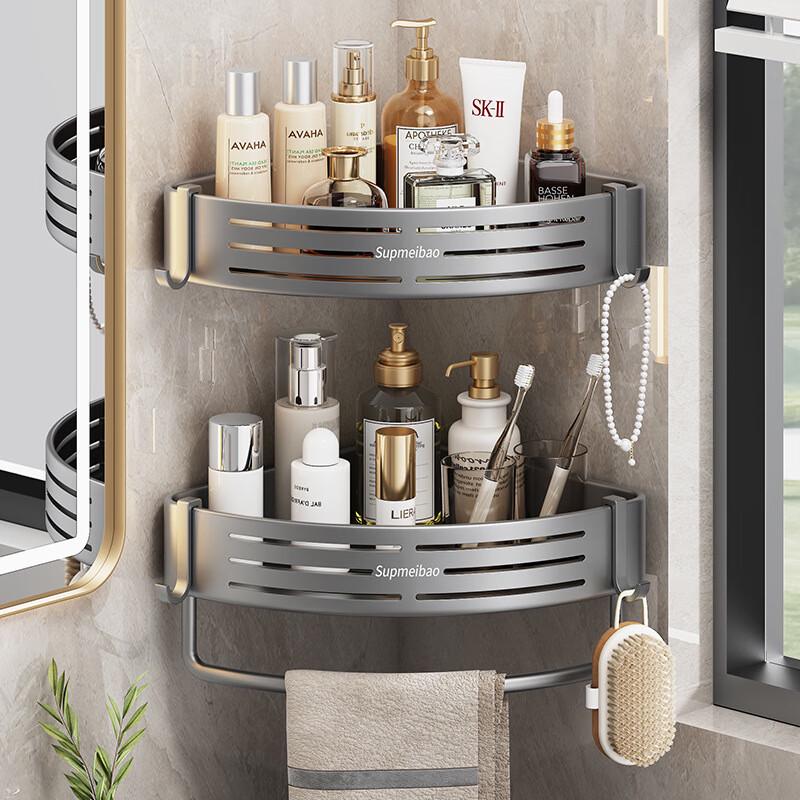 Punch-Free Bathroom Corner Storage Shelf