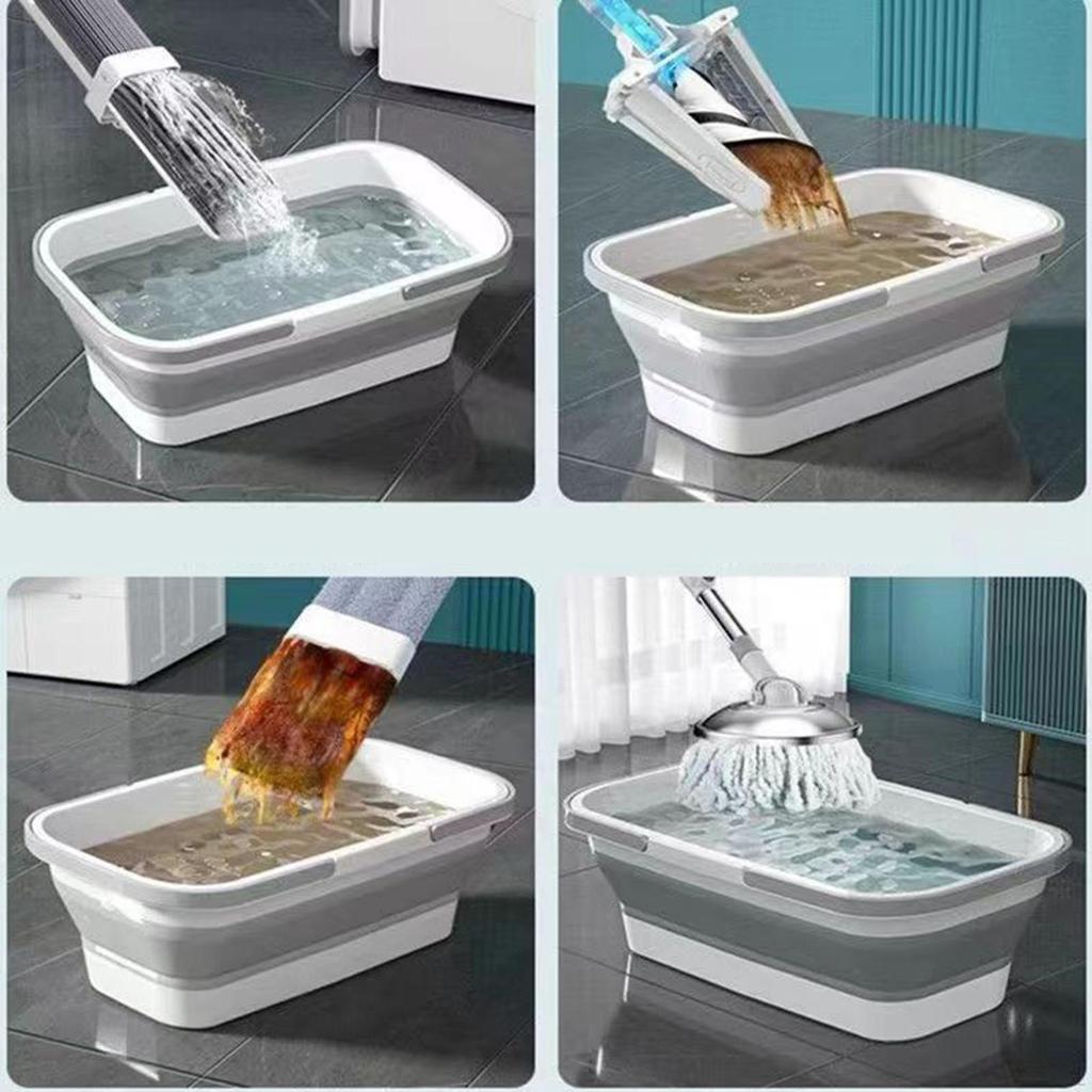 Collapsible Mop Bucket with Roller Handle, Portable Folding Size 22" X 7.8" for Indoor