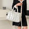 Cotton Clothing Bag Autumn and Winter New Embroidered Thread Space Cotton Messenger Bag Fashion Bright Women's Bag Casual Handbag