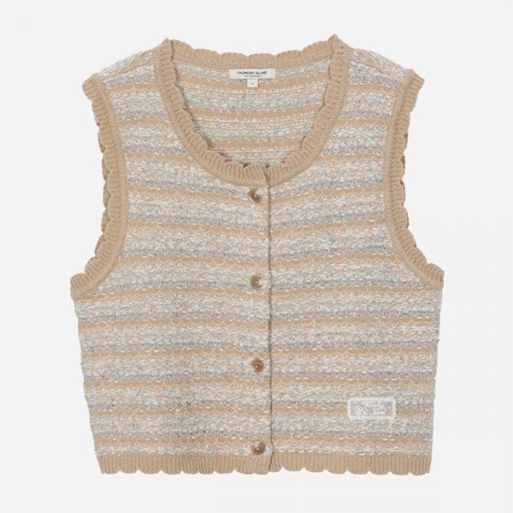 Thursday Island Tweed Mix Knit Vest T262mvt134w beige (BE)/S
