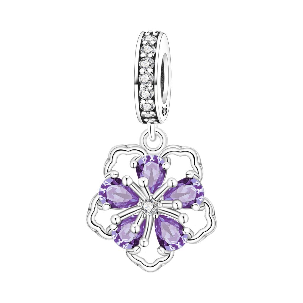 Copper Purple Water Lilies Dragonfly Original Pendants Bracelet Charms Jewelry Party Beads Diy Trendy Gift