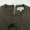 AMERICANA Japan Made Lamb Leather Back Zip Oversized Short Sleeve T Shirt Khaki XL Ladies(USED)