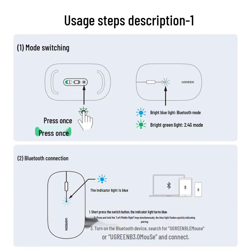 UGREEN M256 Dual-Mode Wireless Mouse