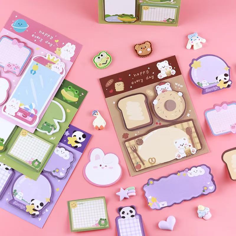 Office School Supplies Cute Style Note Ins High Girl Heart Animal Panda Bread Bear N Times Sticker Can Be Pasted Paper Kawai
