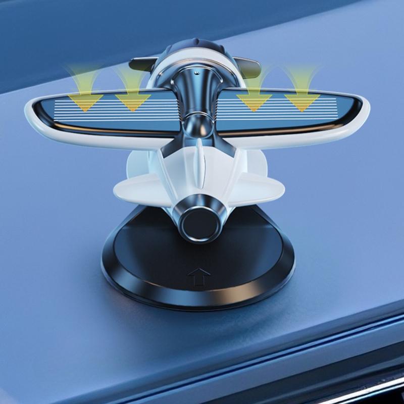 360 Rotary Creative Car Center Console Powered Aircraft Ornaments Car Interior Decor Accessories Car Solar Airplane Ornaments