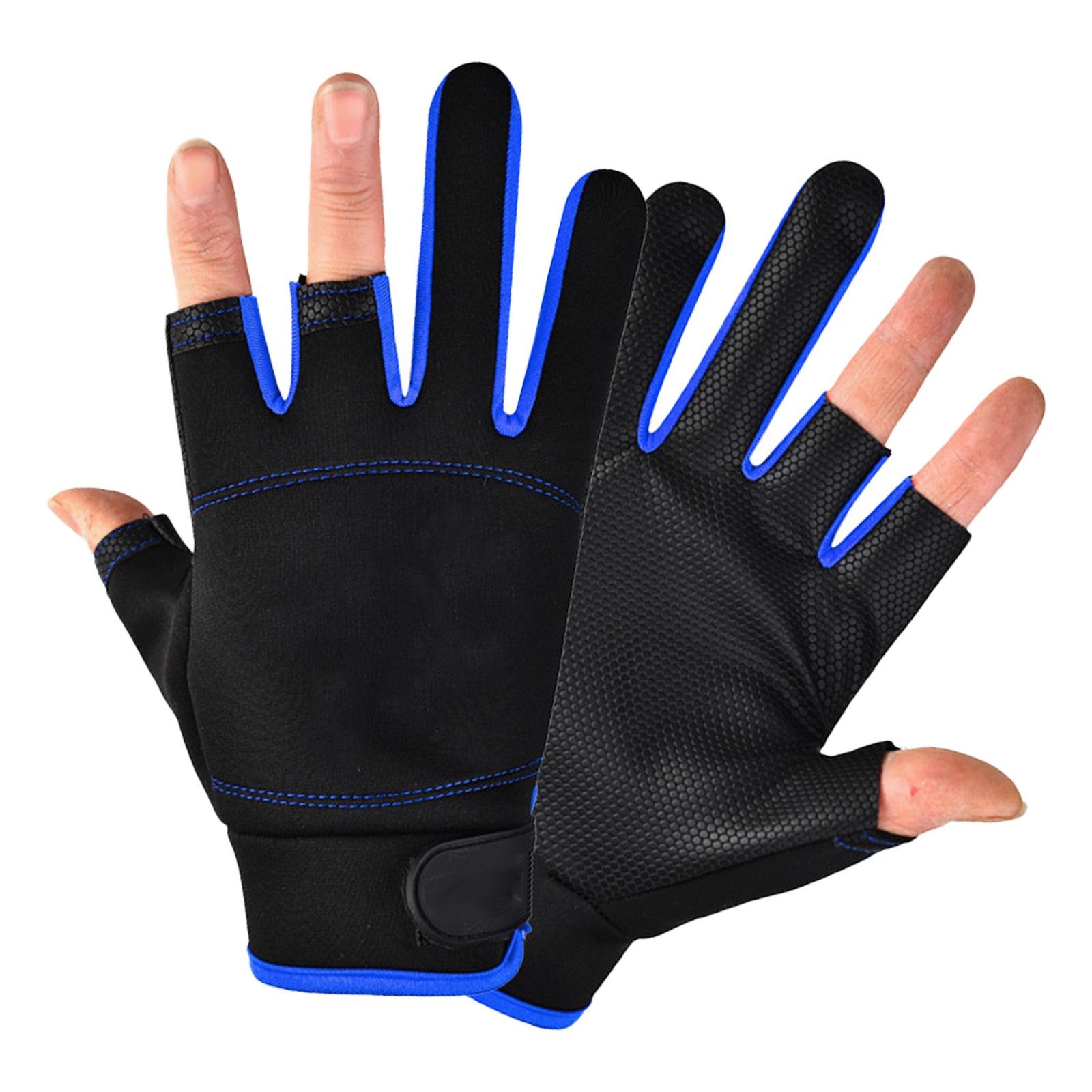 

Fishing Gloves Fishing Equipment Breathable Three Finger Fishing Gloves Motorcycle Gloves Climbing Hiking Cycling Gloves синій